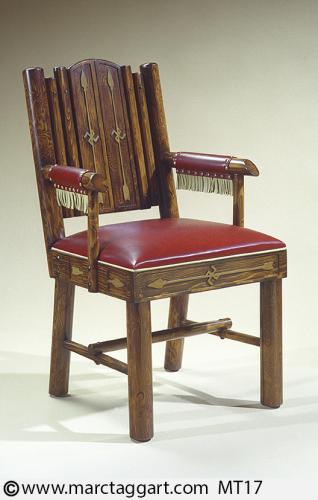 MT17-Oversized Slat-back Arm Chair with Arrows